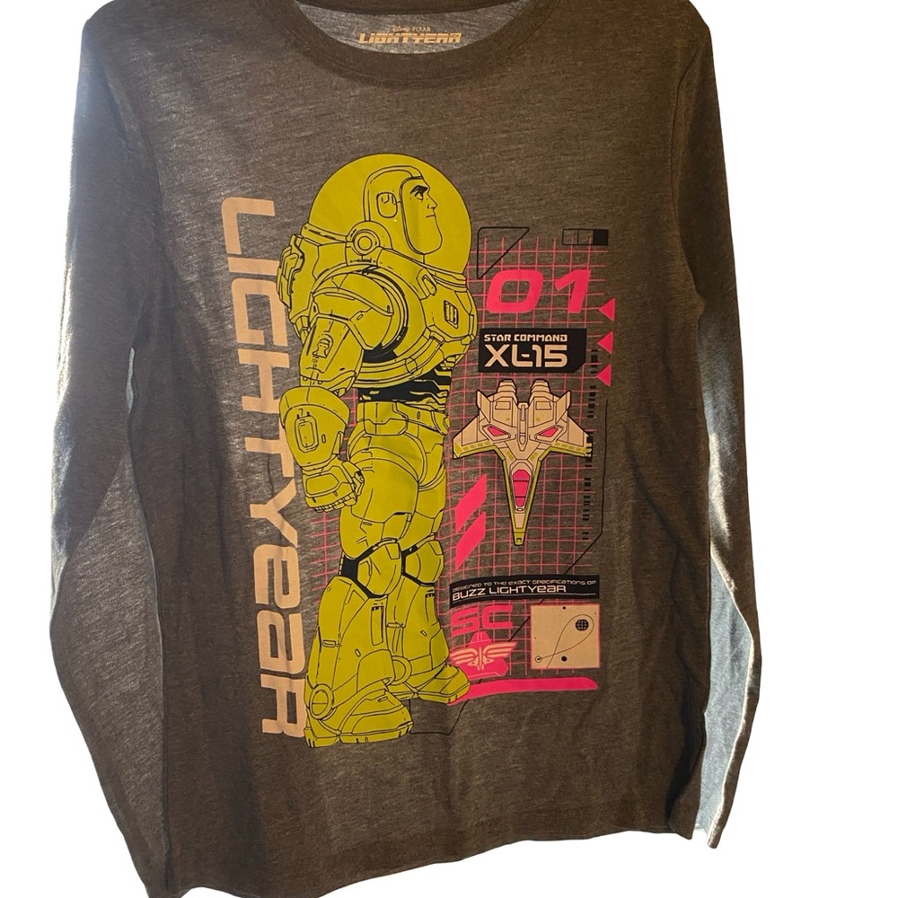 LightYear Kids Long Sleeve Tee Gray with Yellow and Pink Graphic